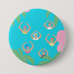 Artistic Swimmers   Artistic Swimming Illustration 7.5 Cm Round Badge