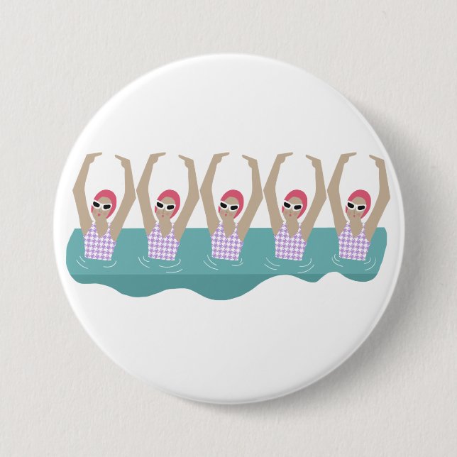 Artistic Swimmers | Artistic Swimming Illustration 7.5 Cm Round Badge (Front)