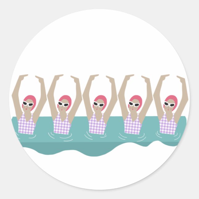Artistic Swimmers | Artistic Swimming Illustration Classic Round Sticker (Front)