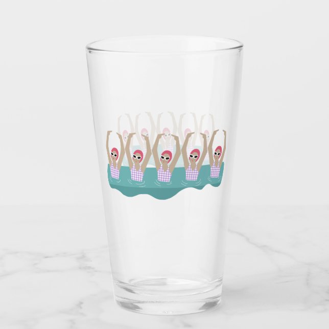 Artistic Swimmers | Artistic Swimming Illustration Glass (Front)