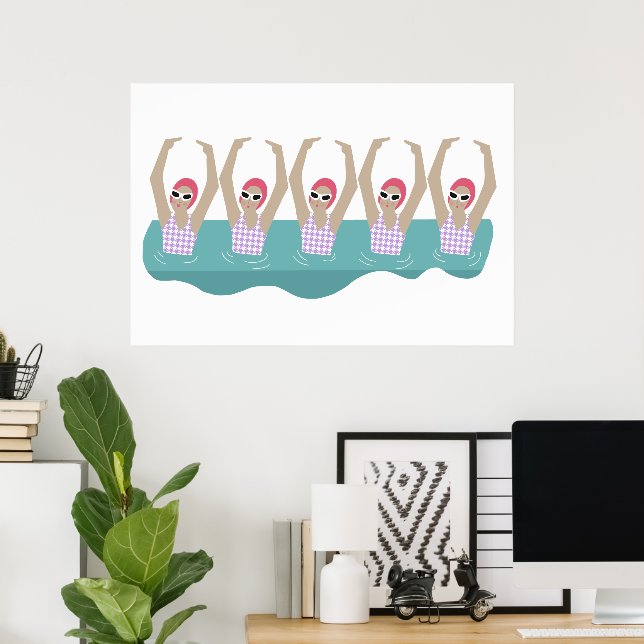 Artistic Swimmers | Artistic Swimming Illustration Poster (Home Office)