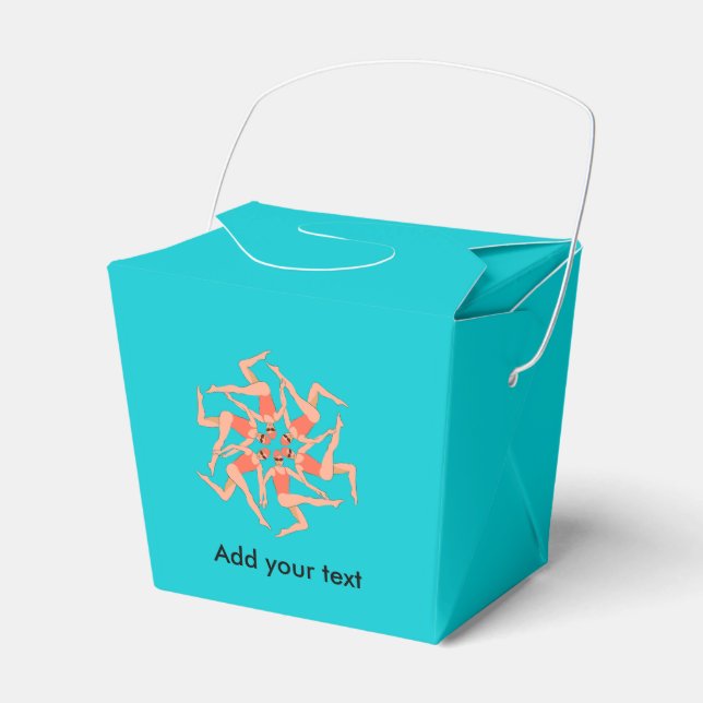 Artistic swimmers performing a synchro dance favour box (Front Side)