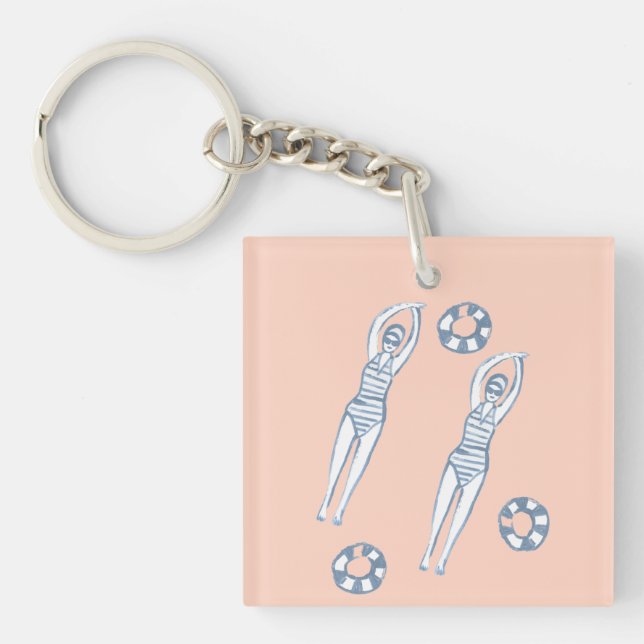 Artistic Swimmers | Swimming Illustration Key Ring (Front)