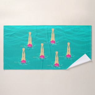 Artistic Swimmers - Swimming Under Water  Bath Towel