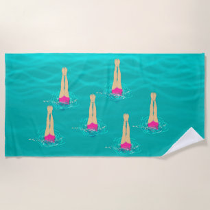 Artistic Swimmers - Swimming Under Water   Beach Towel