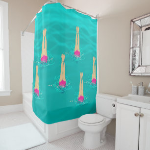 Artistic Swimmers Swimming Under Water  Shower Curtain