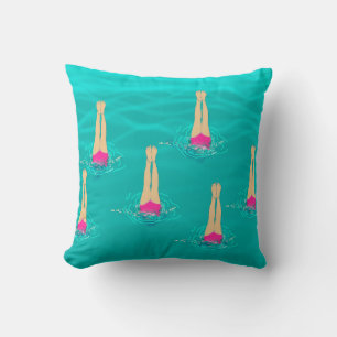 Artistic Swimmers Swimming Under Water Swim Party Cushion