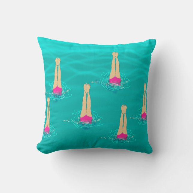 Artistic Swimmers Swimming Under Water Swim Party Cushion (Front)