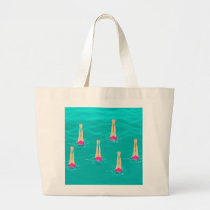 Artistic Swimmers Swimming Under Water Swim Party Large Tote Bag