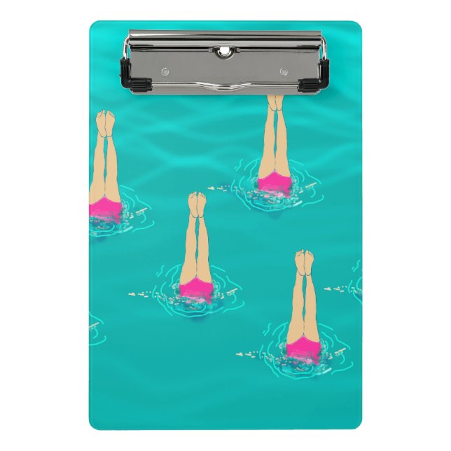 Artistic Swimmers Swimming Under Water Swim Party Mini Clipboard (Front)