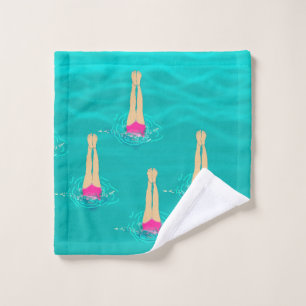 Artistic Swimmers Swimming Under Water  Wash Cloth