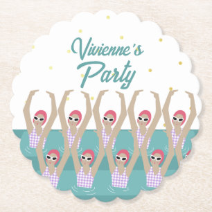 Artistic Swimmers Synchro Swimming Birthday Party Paper Coaster