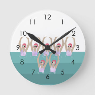 Artistic Swimmers   Synchro Swimming Design Art  Round Clock