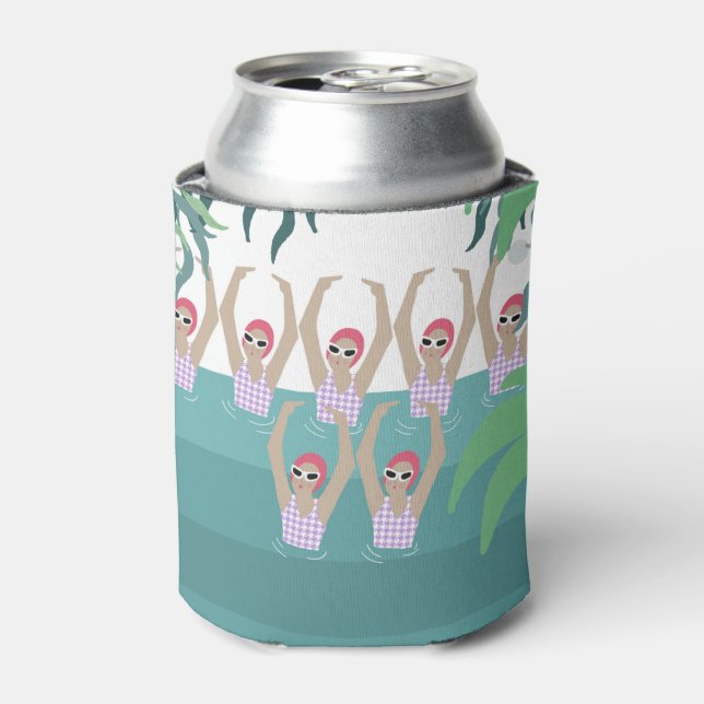 Artistic Swimmers | Synchro Swimming Tropical Art Can Cooler (Can Front)