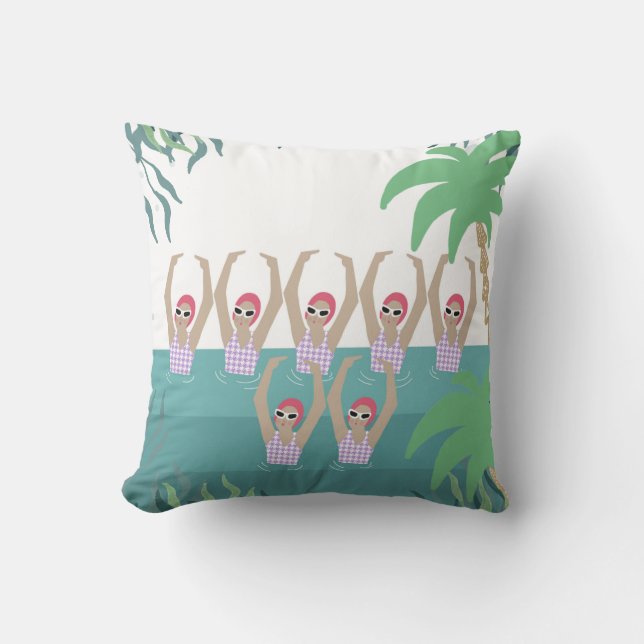 Artistic Swimmers | Synchro Swimming Tropical Art  Cushion (Front)