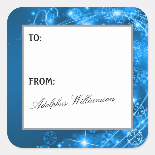 Artistic Swirling Snowflakes Christmas Gift Label (Front)