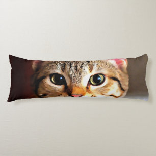 Artistic Tabby Cat Kitten Portrait Body Cushion