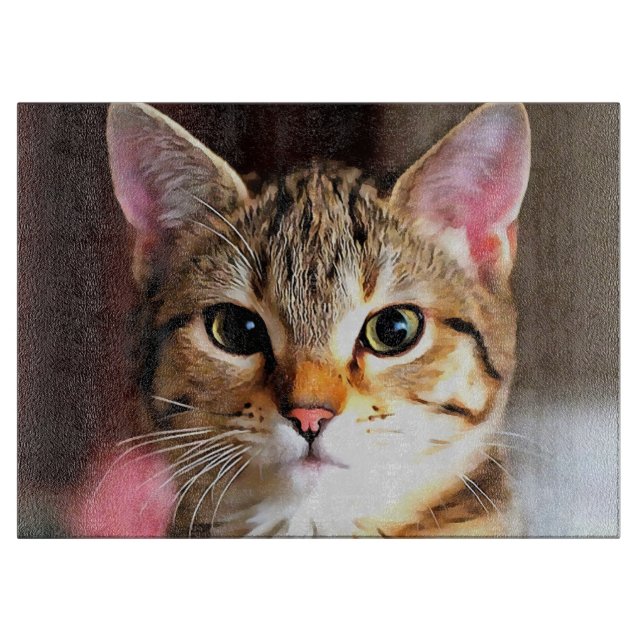 Artistic Tabby Cat Kitten Portrait Cutting Board (Front)