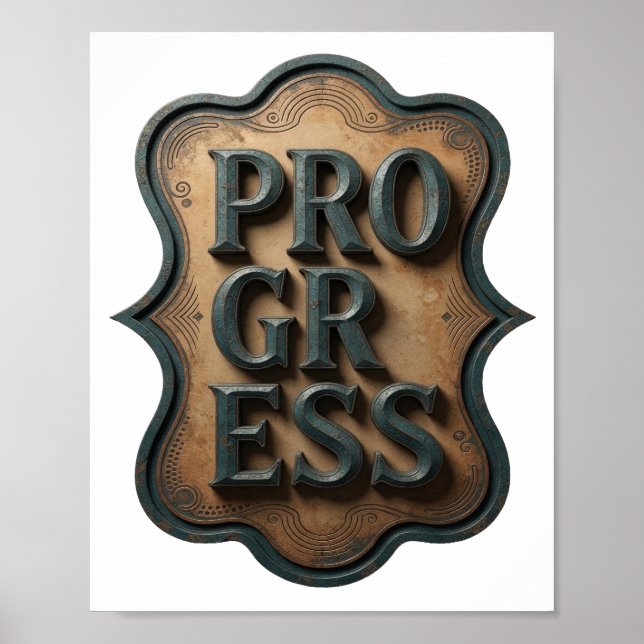 Artistic Teal PROGRESS Print (Front)