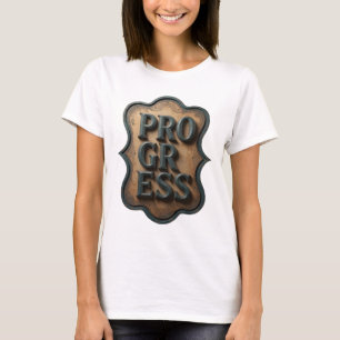 Artistic Teal PROGRESS Print T-Shirt