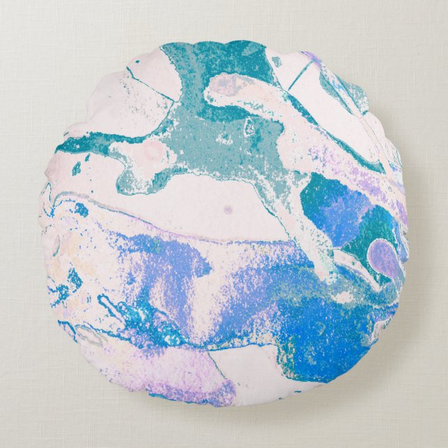 Artistic Texture. Bright Violet Border. Violet Art Round Cushion (Front)