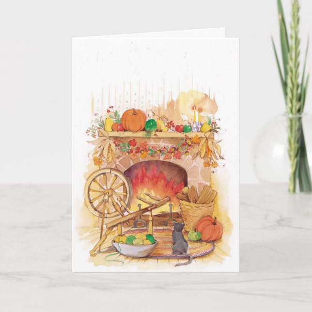 Artistic Thanksgiving scene custom card (Front)