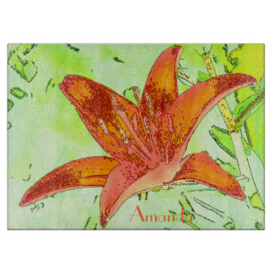 Artistic Tiger Lily Personalised Cutting Board