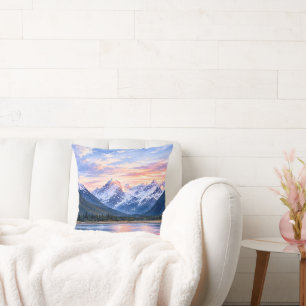 Artistic Travel Lovers Alaska Sunset Modern Nature Cushion