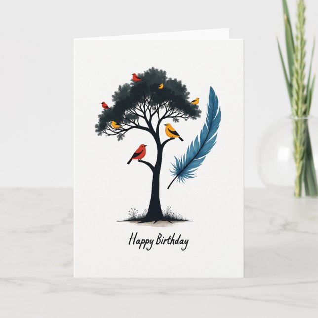 Artistic Tree Birthday Card (Front)
