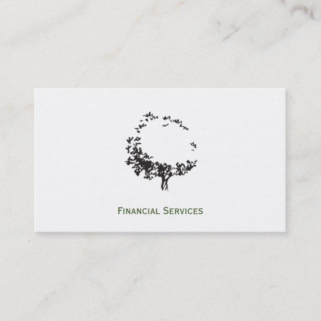 Artistic Tree (green accent) Business Card (Front)
