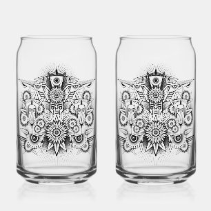 Artistic Tribal Design Can Glass