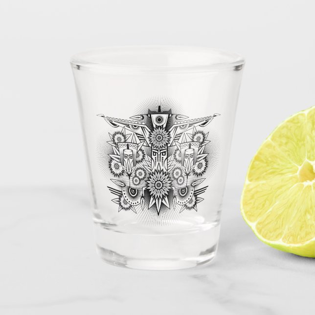 Artistic Tribal Design Shot Glass (Front)
