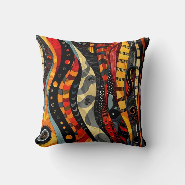 Artistic Tribal Waves Cushion (Front)