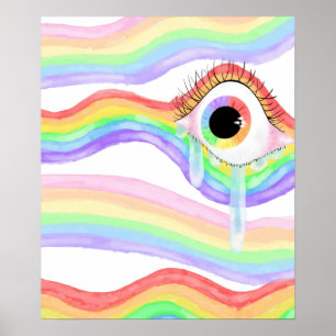 Artistic Trippy Rainbow Eye with Tear Poster