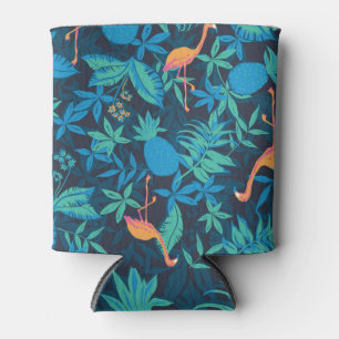 Artistic Tropical: Flamingo Pineapple Pattern. Can Cooler