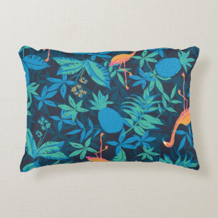 Artistic Tropical: Flamingo Pineapple Pattern. Decorative Cushion