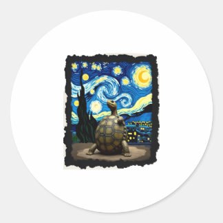 Artistic Turtle Shirt  Starry Night Turtle (2) Classic Round Sticker