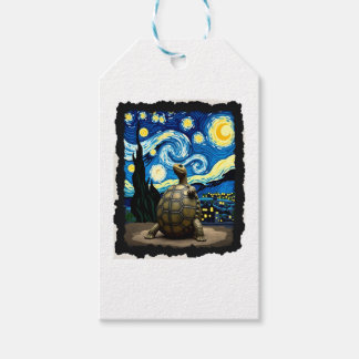 Artistic Turtle Shirt  Starry Night Turtle (2) Gift Tags
