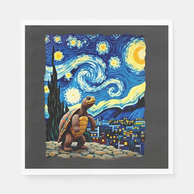 Artistic Turtle Shirt  Starry Night Turtle (2) Napkin (Front)