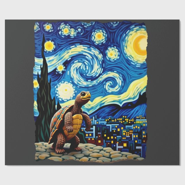 Artistic Turtle Shirt  Starry Night Turtle (2) Wrapping Paper (Flat)