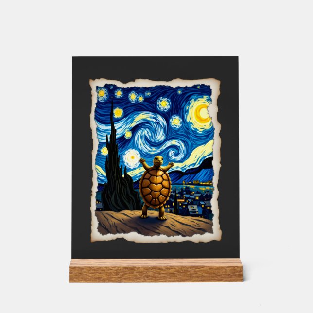 Artistic Turtle Shirt  Starry Night Turtle (3) Acrylic Sign (Front)