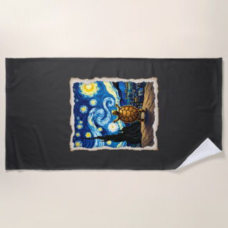 Artistic Turtle Shirt  Starry Night Turtle (3) Beach Towel