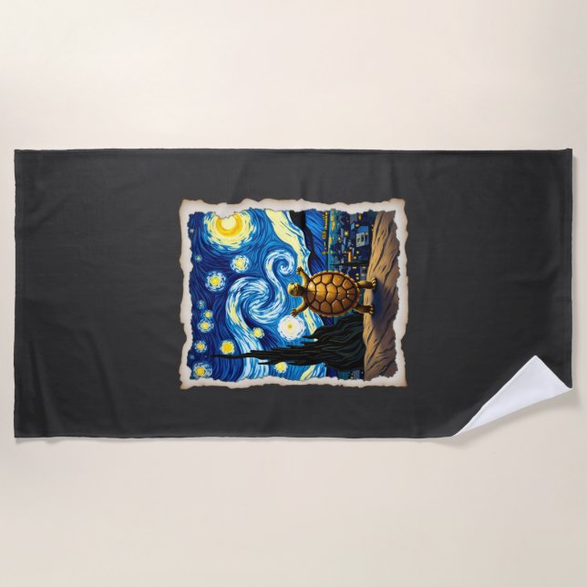 Artistic Turtle Shirt  Starry Night Turtle (3) Beach Towel (Front)