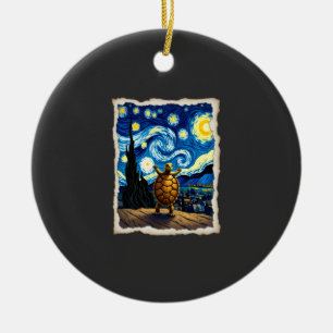 Artistic Turtle Shirt  Starry Night Turtle (3) Ceramic Ornament