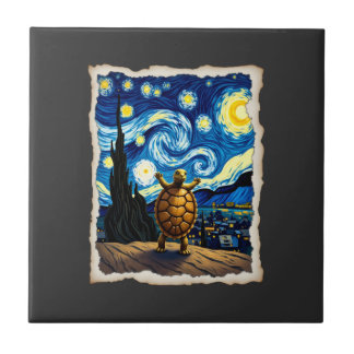 Artistic Turtle Shirt  Starry Night Turtle (3) Ceramic Tile