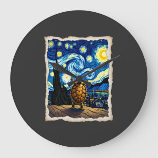 Artistic Turtle Shirt  Starry Night Turtle (3) Large Clock