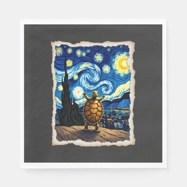Artistic Turtle Shirt  Starry Night Turtle (3) Napkin (Front)