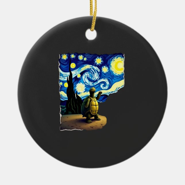 Artistic Turtle Shirt  Starry Night Turtle (4) Ceramic Ornament (Front)