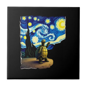 Artistic Turtle Shirt Starry Night Turtle (4) Ceramic Tile