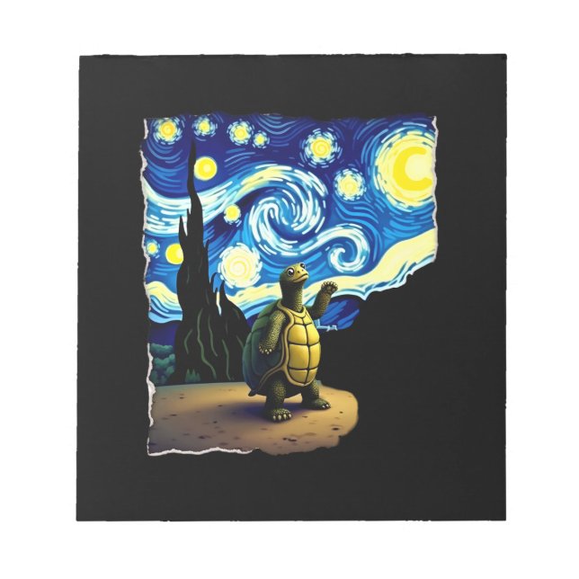 Artistic Turtle Shirt  Starry Night Turtle (4) Notepad (Front)